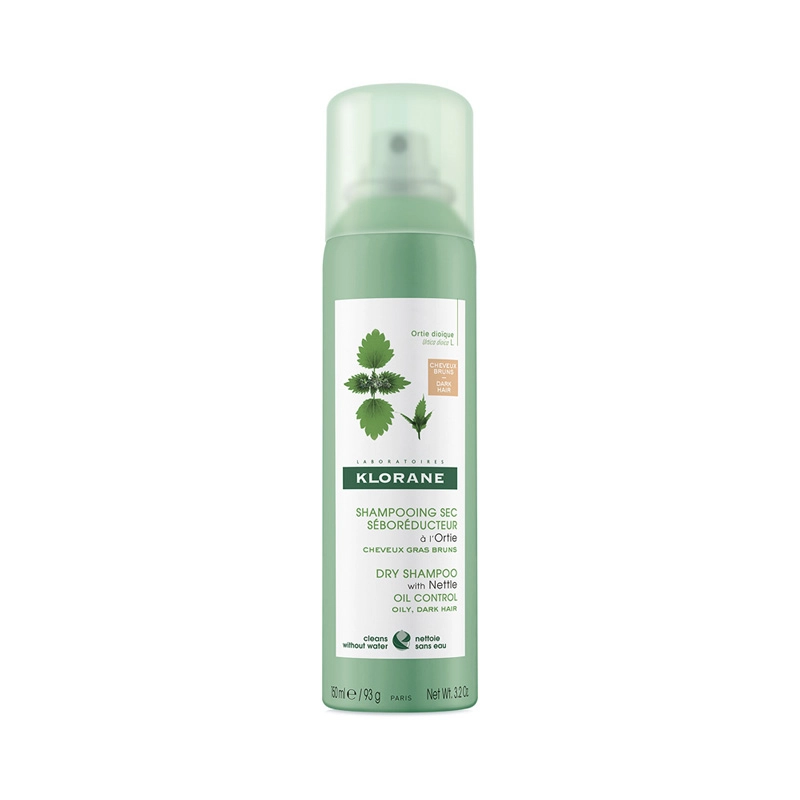 KLORANE Dry Shampoo with Nettle Ξηρό Σαμπουάν Κατά της Λιπαρότητας με Εκχύλισμα Τσουκνίδας για Καστανά & Σκούρα Μαλλιά, 150ml 1