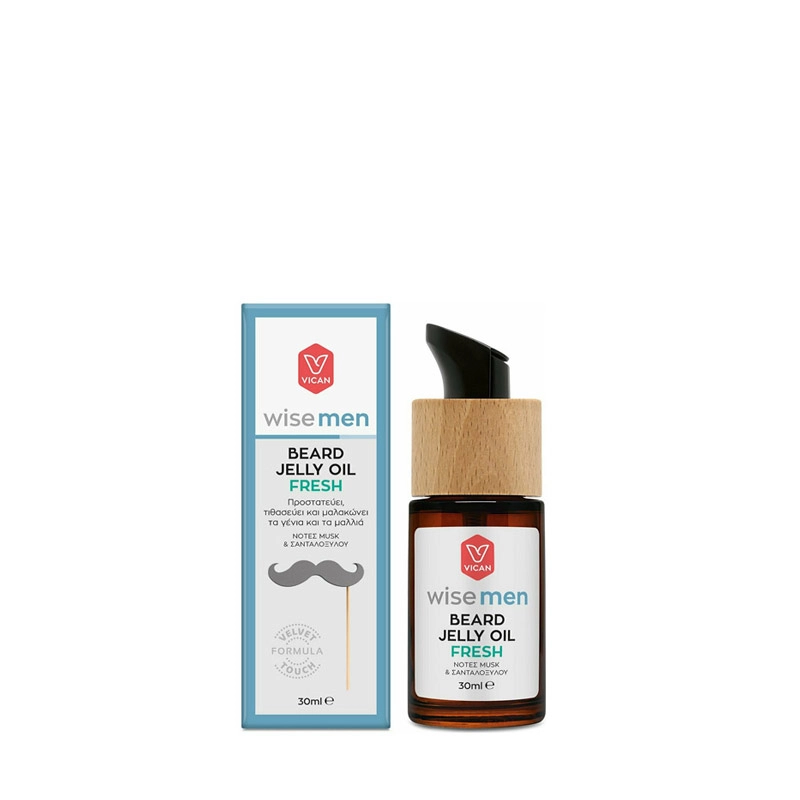 VICAN Wise Men - Beard Jelly Oil Fresh Λαδάκι που Προστατεύει & Μαλακώνει τη Γενειάδα & τα Μαλλιά, 30ml 1