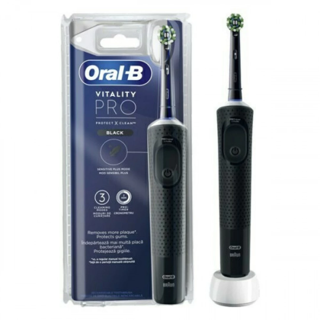 Oral-B Vitality Pro Protect X Clean Ηλεκτρική Οδοντόβουρτσα με Χρονομετρητή Black 1